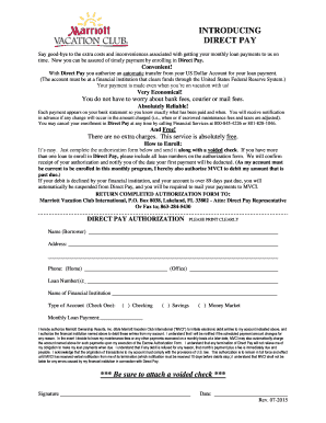 Direct Pay Authorization Form