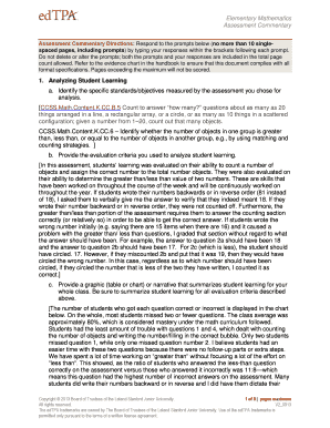 Assessment Commentary Template. Elementary Mathematics