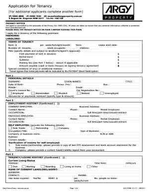 Australian Tenancy Application Form