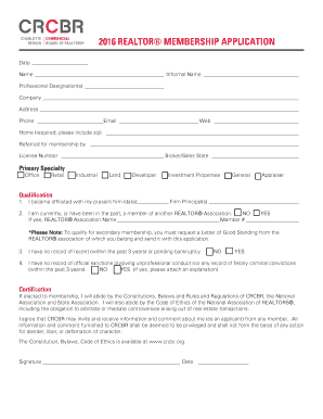 2016 Realtor Membership Application
