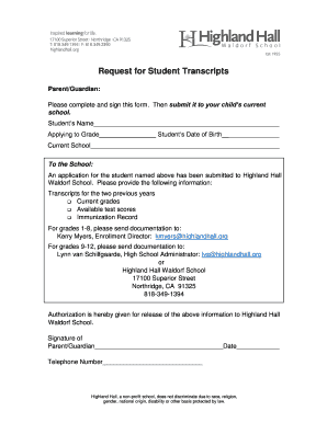 Request for Student Transcripts