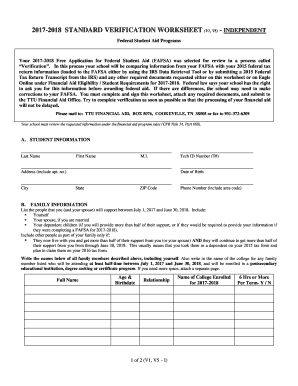 2017-2018 Verification Worksheet
