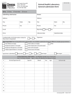 Animal Health Laboratory Submission Form