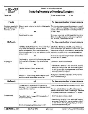 IRS Form 886-H-DEP Supporting Documents for Dependency Exemptions