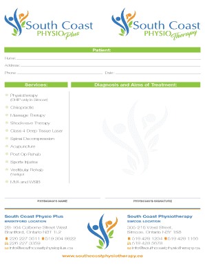 Physiotherapy Treatment Authorization Form