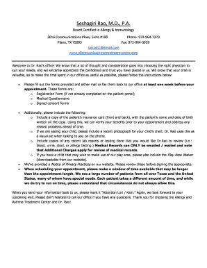 Allergy and Asthma Treatment Center Registration Form