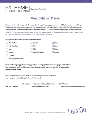 Wedding Music Selection Planner