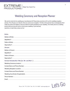 Wedding Ceremony and Reception Planner