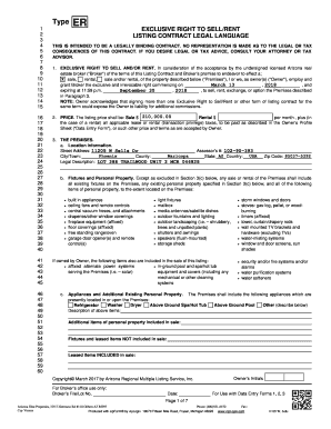 Arizona Exclusive Right to Sell/Rent Contract