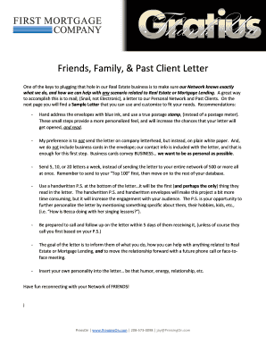 Service letter template - Friends, Family, & Past Client Letter