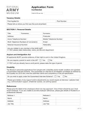 National Army Museum Job Application Form
