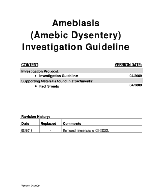 Fillable Online Amebiasis (Amebic Dysentery) Investigation Guideline ...