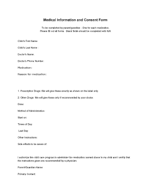 Medical Information and Consent Form