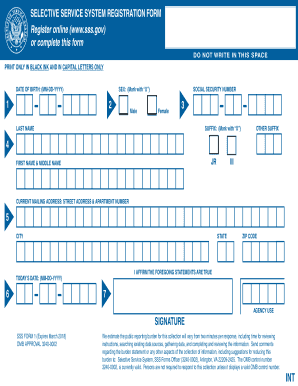 US Selective Service Registration Form