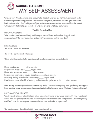 Self Assessment Wellness Journal