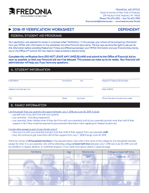 2018-19 Verification Worksheet
