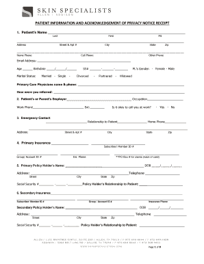 Patient Information and Privacy Notice Receipt