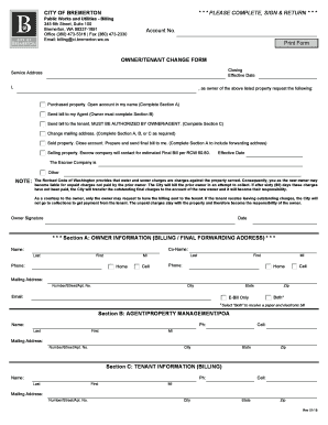 Bremerton Owner/Tenant Change Form