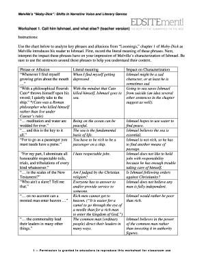 Moby-Dick Worksheet