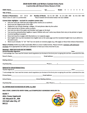 KUED Kids Writers Contest Entry Form