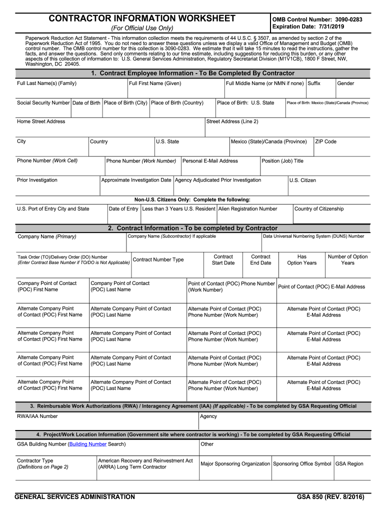 contractor information sheet Preview on Page 1