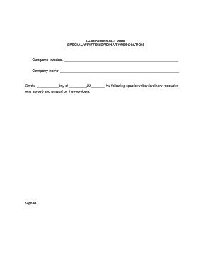 Companies Act 2006 Resolution Form