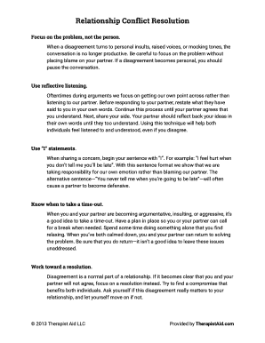 Couples Conflict Resolution Worksheet Pdf - Fill and Sign Printable  Template Online