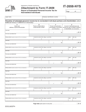 Form IT-2658-NYS Nonresident Personal Income Tax Report