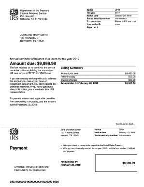IRS Notice CP71 for 2017 Taxes