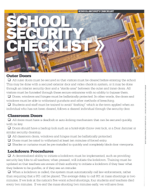 USCCA EDUCATION DEPARTMENT SCHOOL SECURITY CHECKLIST