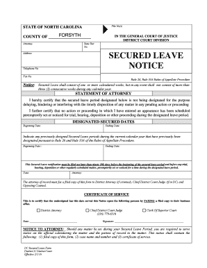 North Carolina Secured Leave Notice