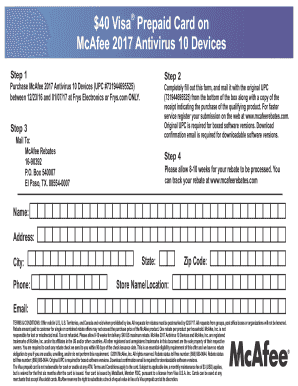 McAfee 2017 Antivirus Rebate Form