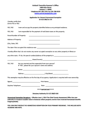 Illinois Homestead Exemption Application
