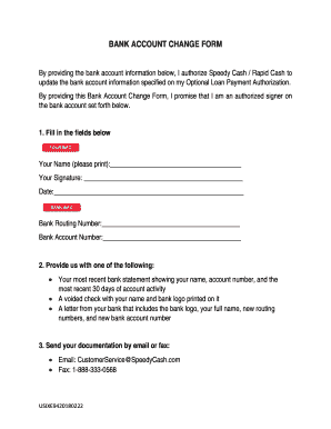 Bank Account Change Form