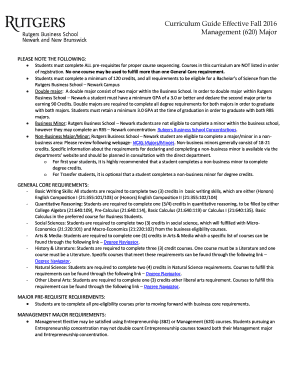 Rutgers Business School Management Major Curriculum Guide