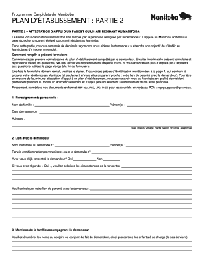 Programme Candidats du Manitoba - Plan d’établissement : Partie 2