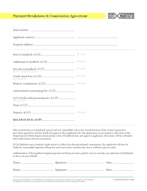 Payment Breakdown & Commission Agreement