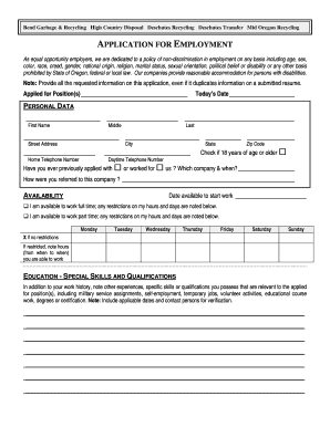 Oregon Employment Application