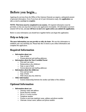 Custodial Parent Application Form