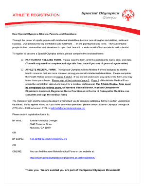 Special Olympics Georgia Athlete Registration
