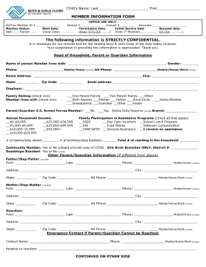 Boys & Girls Clubs of the East Valley Membership Form