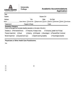 Academic Accommodations Application