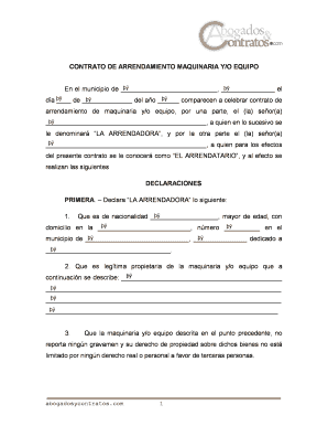 Contrato de Arrendamiento Maquinaria y/o Equipo
