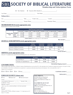 Society of Biblical Literature Membership Form