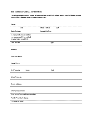 2018 Emergency Medical Authorization