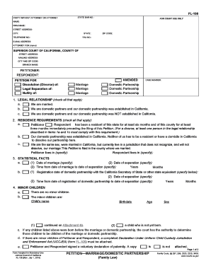 California Divorce Petition Form FL-100