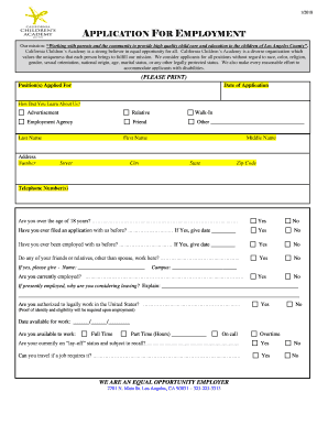 California Children's Academy Employment Application