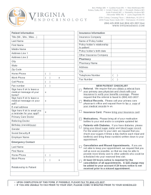 Virginia Endocrinology New Patient Checklist