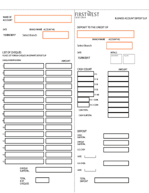 Business Account Deposit Slip