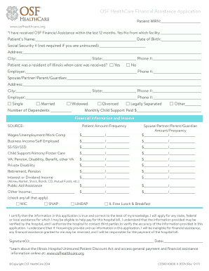 OSF HealthCare Financial Assistance Application
